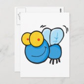 可愛い間抜けマンガのフライキャラクター ポストカード (正面/裏面)