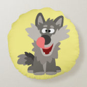可愛い間抜けマンガ狼 ラウンドクッション (裏面)