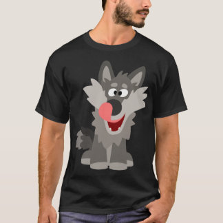 可愛い間抜けマンガ狼 Tシャツ
