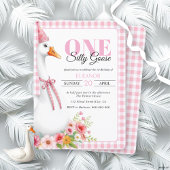 可愛い間抜けワンガチョウ、ギンガムガールの最初の誕生日 招待状