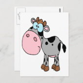 可愛い間抜け漫画ベビー牛カーフグレー ポストカード (正面/裏面)