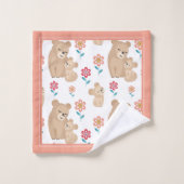 可愛い雌ベビー縁ど母母の日 バスタオルセット (ウォッシュタオル)