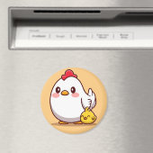 可愛い雌鶏とベビー マグネット (インサイチュ (食洗機))