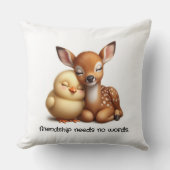 可愛い雛と鹿の可愛い最高の友達 クッション (正面)