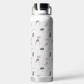 可愛い雨猫パターン ウォーターボトル (背面)