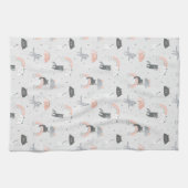 可愛い雨猫パターン キッチンタオル (横)