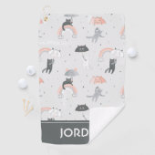 可愛い雨猫パターン ゴルフタオル (インサイチュ)