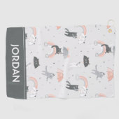 可愛い雨猫パターン ゴルフタオル (横)