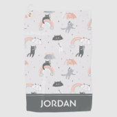 可愛い雨猫パターン ゴルフタオル (正面)