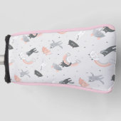 可愛い雨猫パターン ゴルフヘッドカバー (正面)