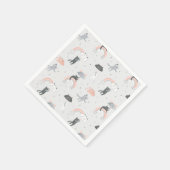 可愛い雨猫パターン スタンダードカクテルナプキン (角)