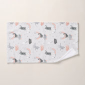 可愛い雨猫パターン バスタオルセット (ハンドタオル)