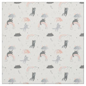 可愛い雨猫パターン ファブリック (見本)