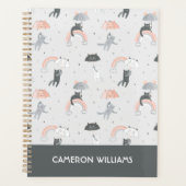 可愛い雨猫パターン プランナー手帳 (正面)