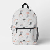 可愛い雨猫パターン プリントバックパック (正面)