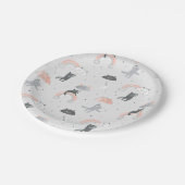 可愛い雨猫パターン ペーパープレート (アングル)