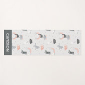 可愛い雨猫パターン ヨガマット (正面(横))