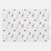 可愛い雨猫パターン ラッピングペーパーシート (正面)