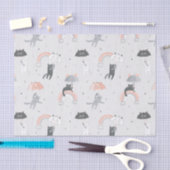 可愛い雨猫パターン 薄葉紙 (クラフト)