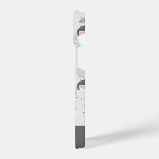 可愛い雨猫パターン iPhoneケース (左側面)