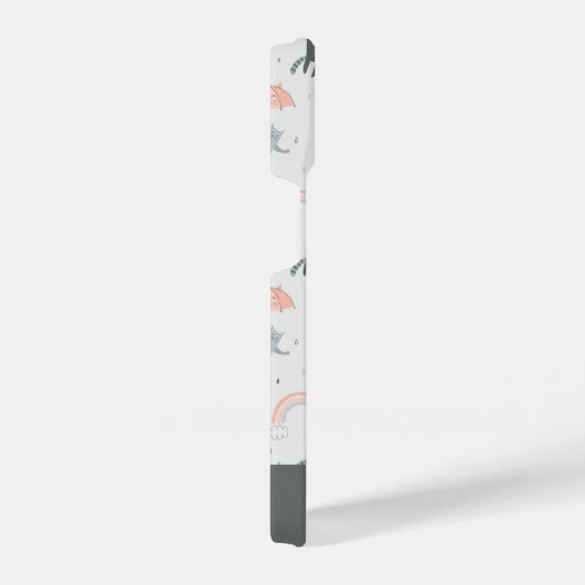 可愛い雨猫パターン iPhoneケース (右側面)