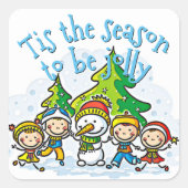 可愛い雪だるまが今シーズンすてきだ スクエアシール (正面)