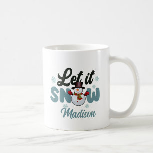 可愛い雪だるまが雪を放パーソナライズされたつ コーヒーマグカップ