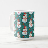 可愛い雪だるまとクリスマスツリー コーヒーマグカップ (正面左)