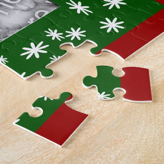 可愛い雪だるまと木の休日あなたの写真 ジグソーパズル (側面)