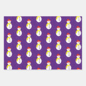 可愛い雪だるまと紫の雪 ラッピングペーパーシート (正面)