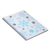 可愛い雪だるまと薄青色の雪片 ノートブック (右側)