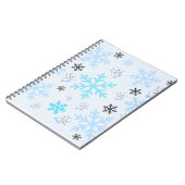 可愛い雪だるまと薄青色の雪片 ノートブック (左側)