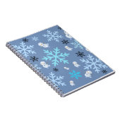 可愛い雪だるまと雪片をティール（緑がかった色）ブルー ノートブック (右側)