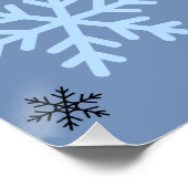 可愛い雪だるまと雪片をティール（緑がかった色）ブルー ポスター (コーナー)