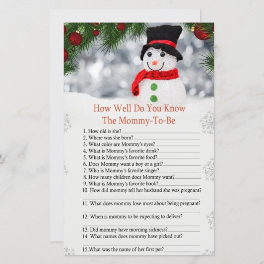 可愛い雪だるまどのように赤ちゃんシャワーを知っている (正面/裏面)