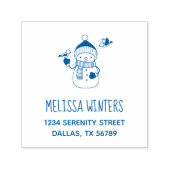 可愛い雪だるまのニット帽とスカーフアドレス2 セルフインキングスタンプ (デザイン)