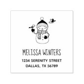 可愛い雪だるまのニット帽とスカーフアドレス2 セルフインキングスタンプ (デザイン)