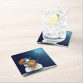 可愛い雪だるまの星空の夜クリスマスホリデー スクエアペーパーコースター (インサイチュ)