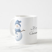 可愛い雪だるまインブルースカーフ&ニットビーニー コーヒーマグカップ (正面左)
