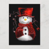 可愛い雪だるまインレッドベルベットのクリスマス シーズンポストカード (正面)