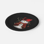 可愛い雪だるまインレッドベルベットのクリスマス ペーパープレート (アングル)