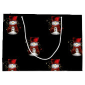 可愛い雪だるまインレッドベルベットのクリスマス ラージペーパーバッグ (裏面)