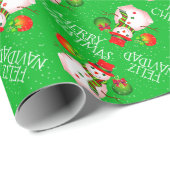 可愛い雪だるまオンGREENまたはYour Color ラッピングペーパー (ロールコーナー)