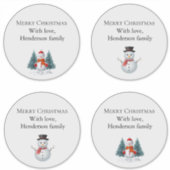 可愛い雪だるまカスタムカットのビニールシール シール (正面)