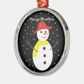 可愛い雪だるまカスタムクリスマスオーナメント メタルオーナメント (左)
