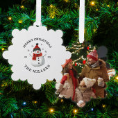 可愛い雪だるまカスタムクリスマスフォトキープサカード オーナメントカード