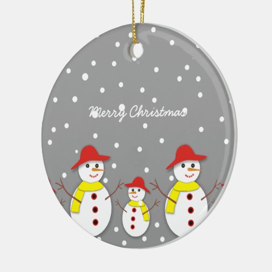 可愛い雪だるまカスタム3枚クリスマス飾り セラミックオーナメント (左)