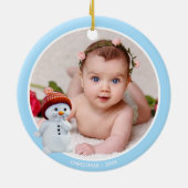 可愛い雪だるまカスタム&ライトブルーの写真 セラミックオーナメント (裏面)