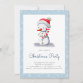 可愛い雪だるまキャンディーケーンクリスマスパーティー 招待状 (正面)