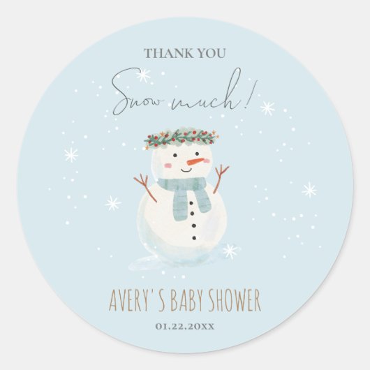 可愛い雪だるまサンキュースノー多くの大 ラウンドシール (正面)
